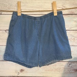 Size 30 Woman Within full elastic waistband Side pockets Blue washed den…